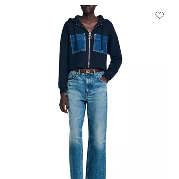 Sandro Mixed Media Hoodie Jacket NWT - Picture 3 of 4